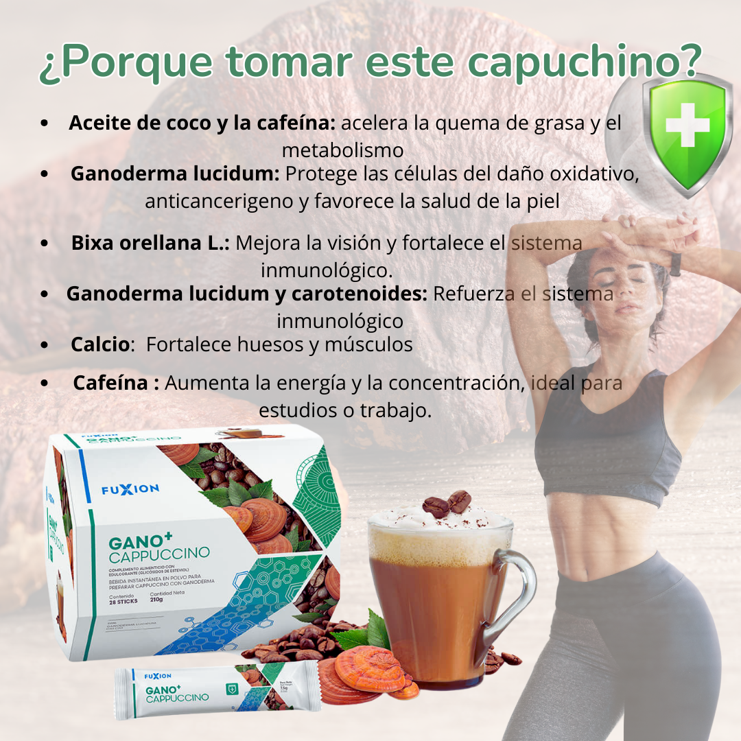 GANO+ CAPPUCCINO DE FUXION Ganoderma Lucidum+ Micronutrientes